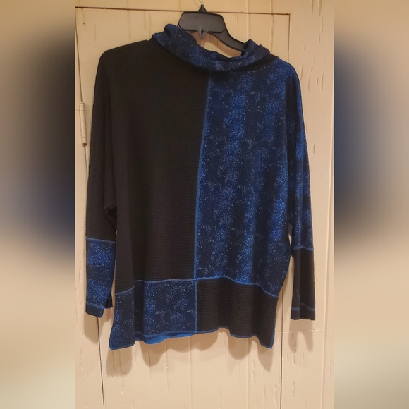 New Ali Miles 2X plus sized shirt tunic colbalt blue black NWT - Picture 6 of 6